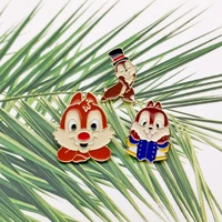disney cute squirrel cartoon metal brooch animal oil womens creative clothing accessories small badges pin