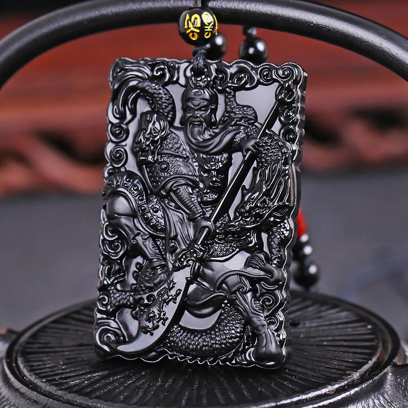 Прямая поставка ожерелье с подвеской из натурального обсидиана Гуандун Амулет