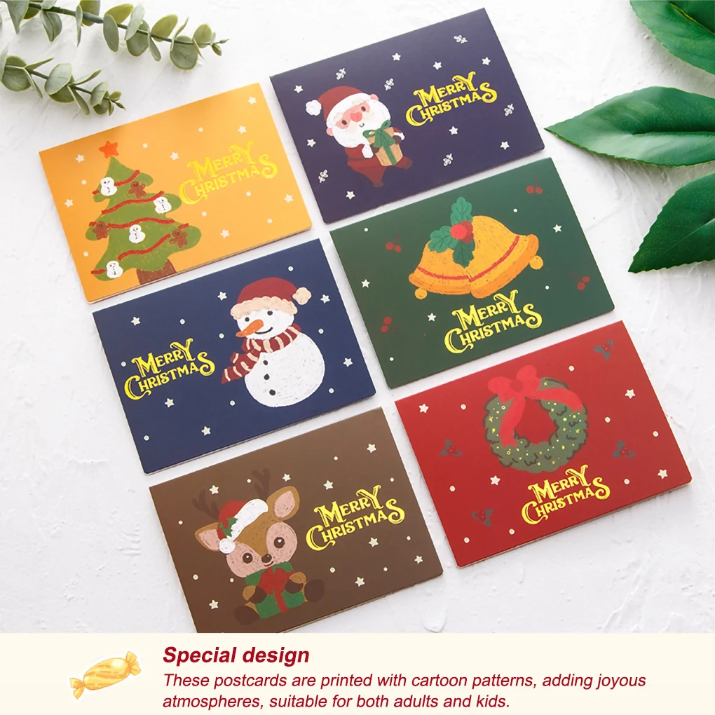 10 штук Рождественские поздравительные Мультяшные печатные бумажные открытки