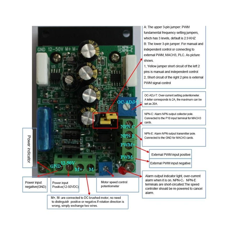 DC12-50V ШИМ контроллер скорости двигателя постоянного тока регулятор для MACH3 USB CNC PLC