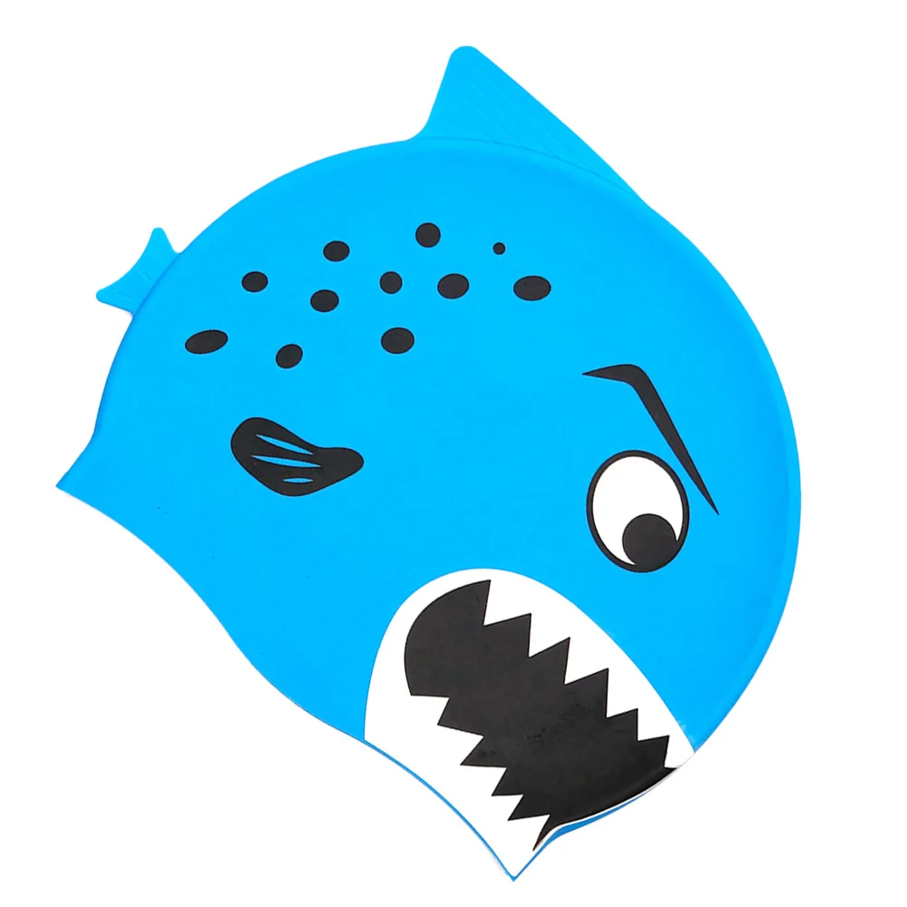 

1pc Comfortable Cartoon Fish Pattern Silicone Swimming Hat Waterproof for Boys and Girls (Blue)