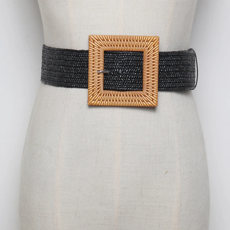 Женский трикотажный широкий эластичный плетеный ремень винтажный квадратный