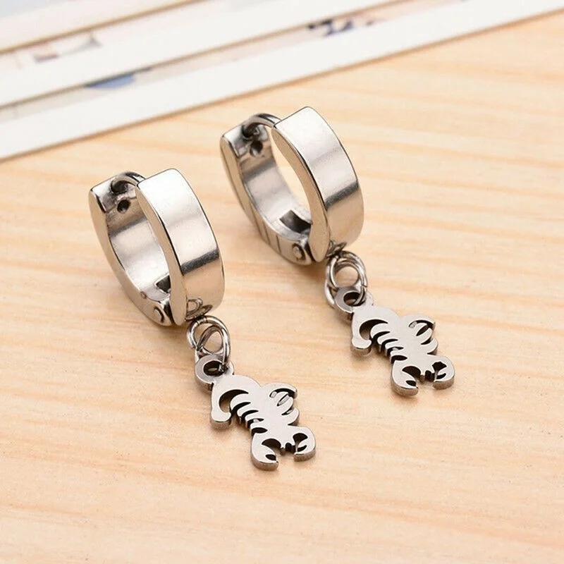 

Men's Silver Scorpion Non Allergic Ear Buckle Punk Stainless Steel Earrings