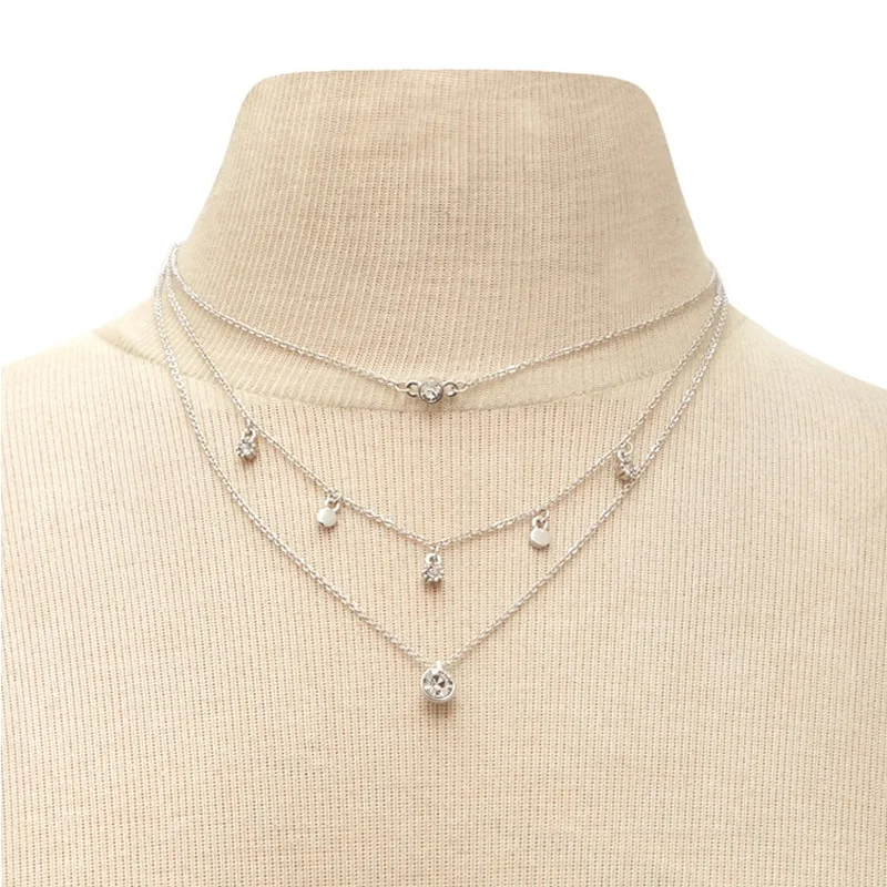 Женское многослойное ожерелье с кристаллами | Украшения и аксессуары