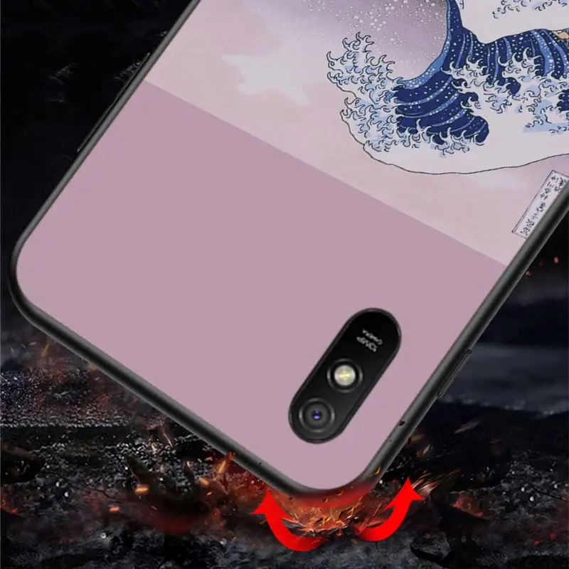 

Japanese Wave Art For Xiaomi Redmi K30 Ultra 10X 9C 9A 9 Prime GO K20 8A 8 7A 7 S2 6A 6 5 4X Pro 5G Black Phone Case