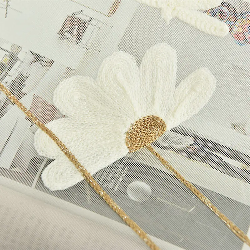 Пасторальные современные шторы с цветочной вышивкой драпированные панели