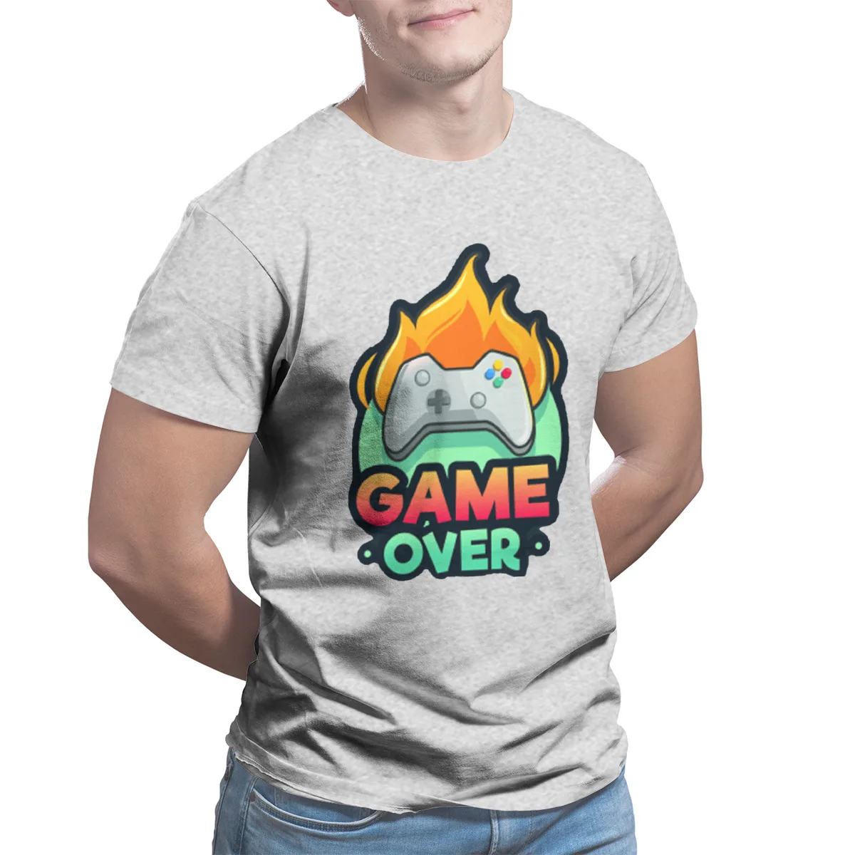 Мужская игра более 2 аниме Онлайн-игры Уникальная Классическая рубашка с круглым