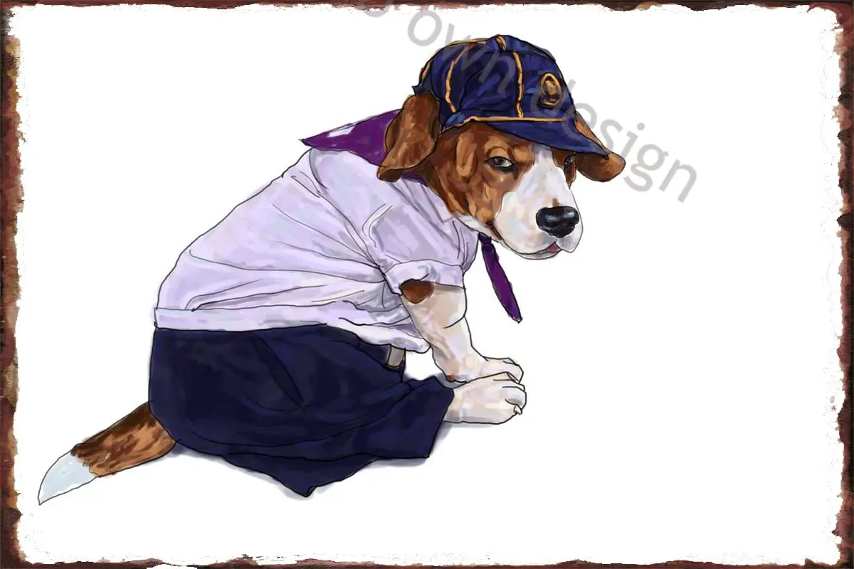 

Beagle собака одежда студент S Ретро Винтаж металлический знак Оловянная табличка Настенный декор для художественного паба дома клуба мужская...