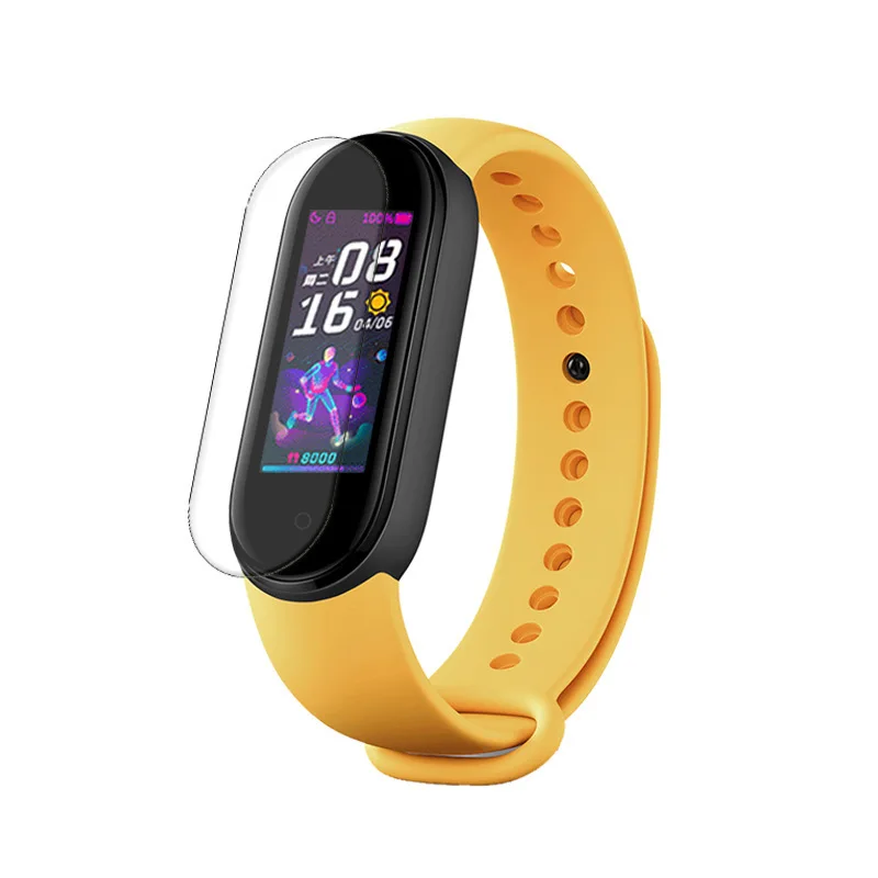 Защитная пленка с изогнутыми краями для Xiaomi Mi Band 5 стеклянная смарт часов полным