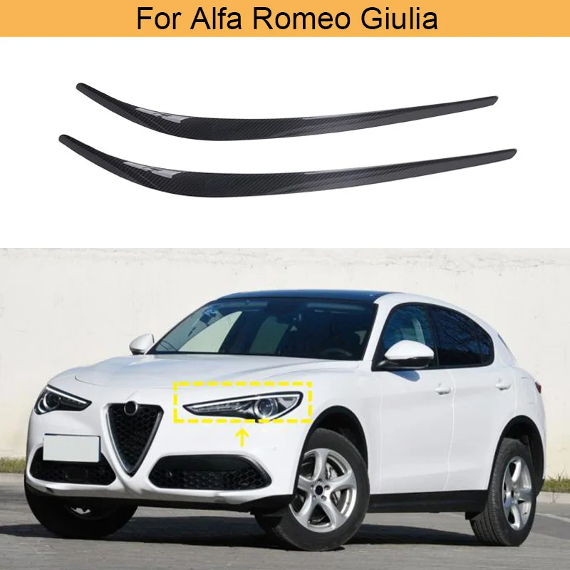 

Car Front Bumper Headlight Eyebrows Eyelids For Alfa Romeo Giulia 2017 - 2021 Front Lamp Eyelid Eyebrows Trims Carbon Fiber