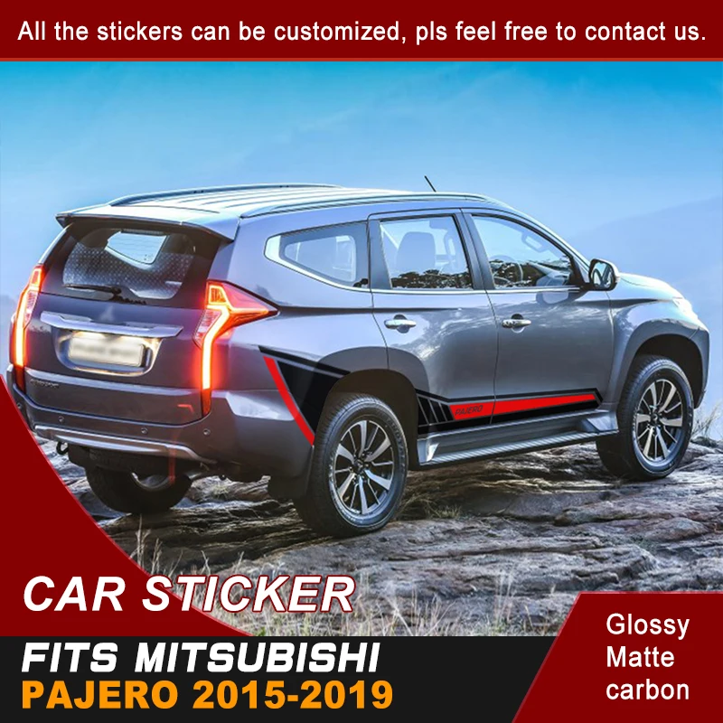 

Car Decals Side Body Racing Stripe 2 Colours Graphic Vinyl Cool Car Sticker Fit For MITSUBISHI PAJERO 2015 2016 2017 2018 2019