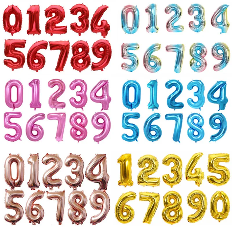 

32 дюйма количество Фольга шар розового цвета: золотистый, серебристый синий, меняющие цвет цифровой Globos День рождения украшения Baby Shower пост...