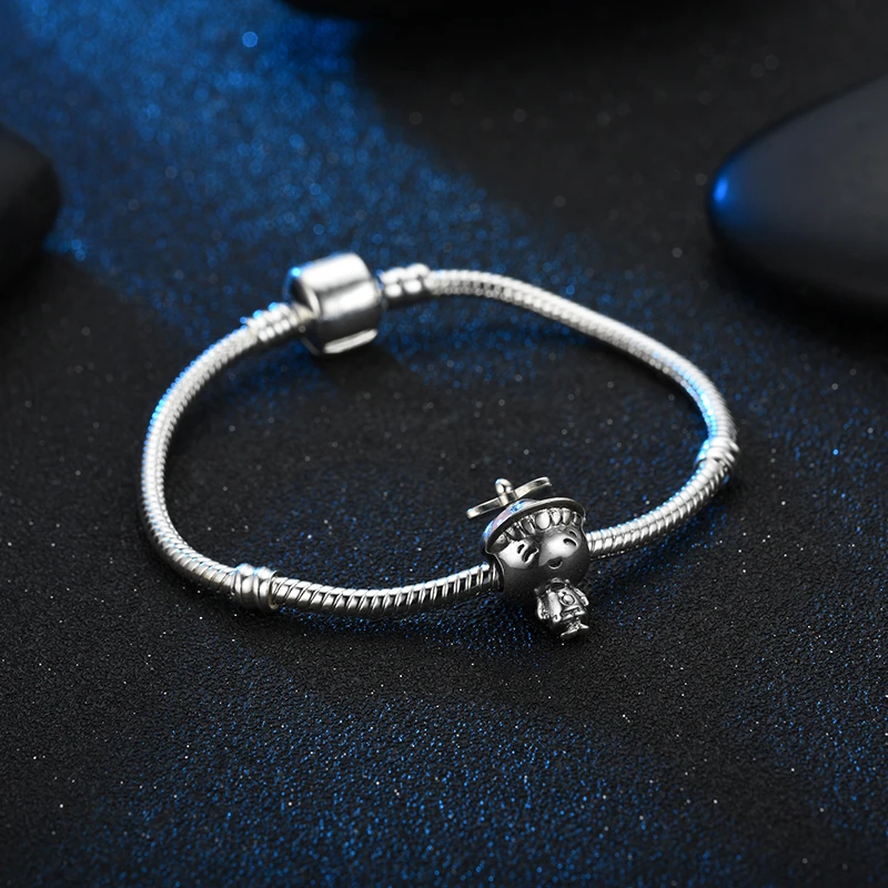 DEVOLOVE милые настоящие 100% серебряные бусины 925 пробы косички девушка пропеллер