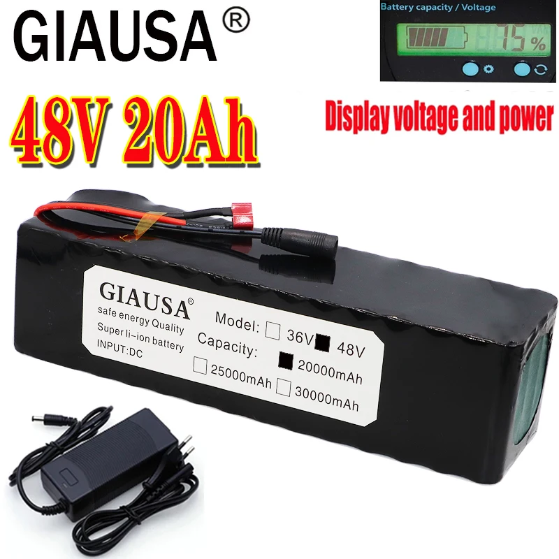 48v lithium ion battery 30Ah 1000w 13S4P Battery Pack For 54.6v E-bike Electric bicycle Scooter with BMS Capacity Indicator | Спорт и