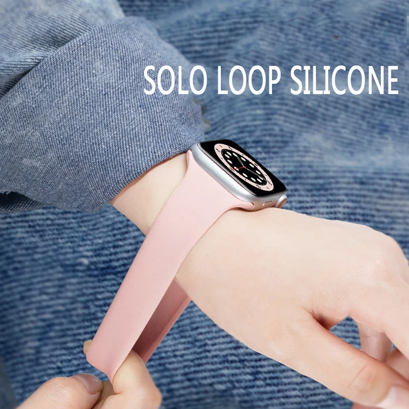 Solo Loop Band for Apple Watch 6 SE 5 44mm 40mm Iwatch Elastic Silicone Strap Bracelet 42mm 38mm for Apple Watch Seires 4 3 2 1