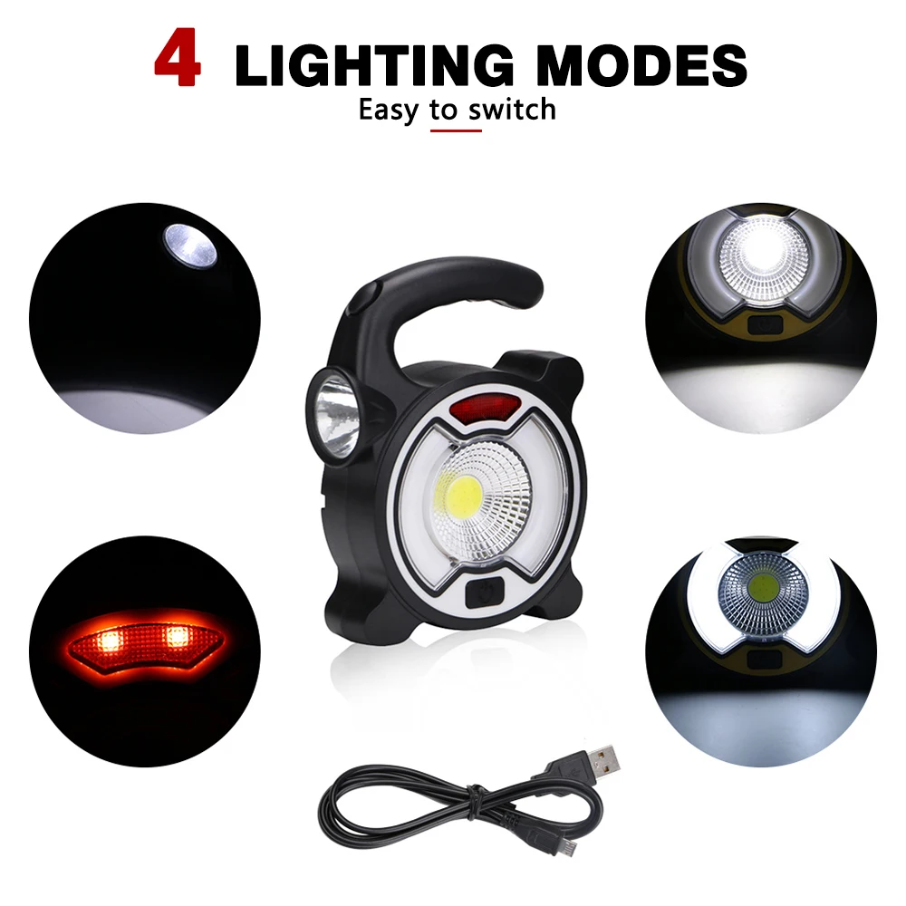 Рабочий светильник светодиодный COB на солнечной батарее портативный