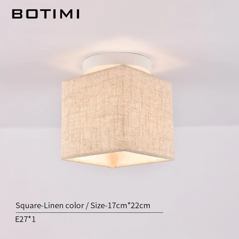 BOTIMI Janpaness тканевая потолочная лампа с квадратным абажуром, Lamparas de techo, потолочные светильники для коридора