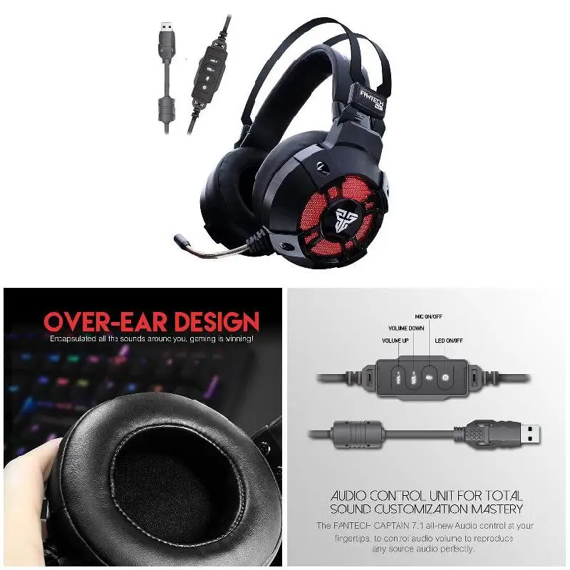 Игровая гарнитура FANTECH 7 1 с объемным звуком игровые наушники шумоподавлением и