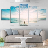 5pcs decorative poster woman standing in the sea canvas painting home wall art canvas hd print irregular decorative painting