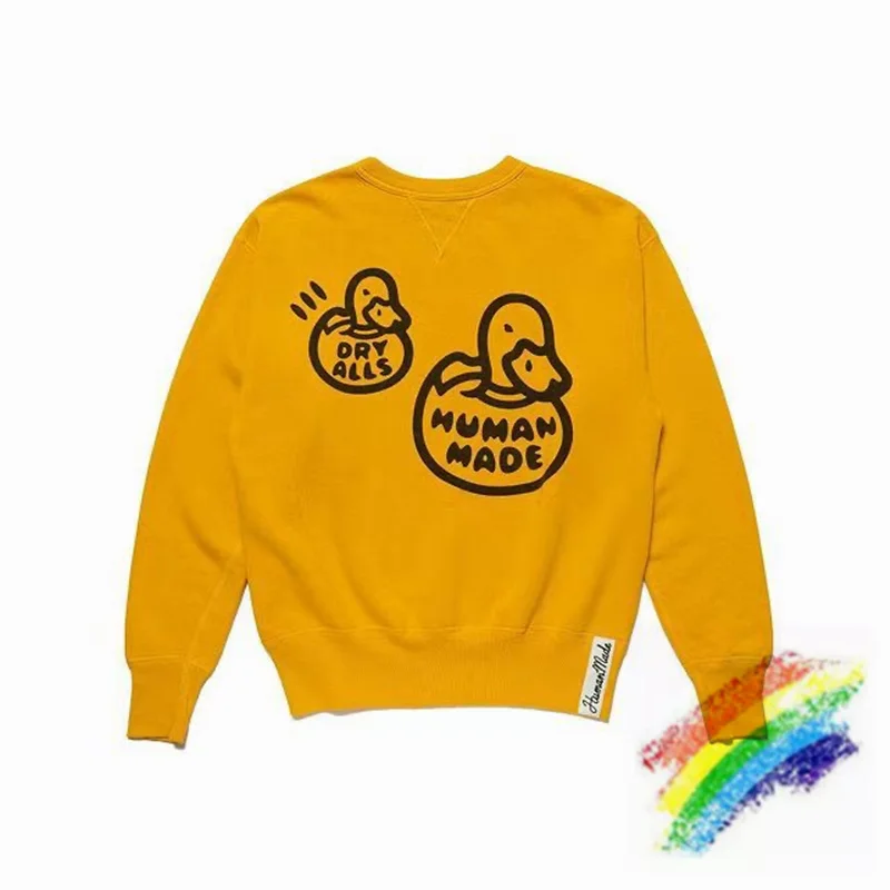 

2021ss HUMAN MADE CREWNECK SWEATSHIRT Men Woman 1:1 Top Quality Yellow Human Made Hoodie