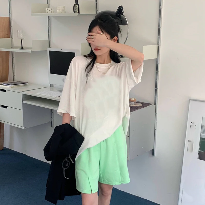 

YTX649 2021 new thin loose high waist outer wear running wide leg short