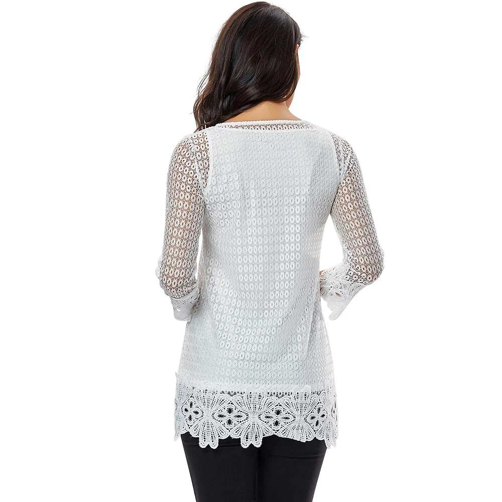 YTL Женские Летние Осенние кружевные топы из двух частей белые вязаные крючком
