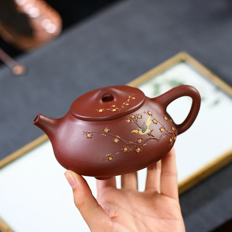 

Yixing Masters Handmade Purple Clay Teapot Handpainted Flower Kettle Creative Teaware