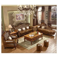 high quality european antique living room sofa furniture genuine leather set sf001