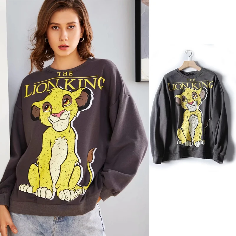 QQ0415 Sweatshirt Пуловер Одежда в уличном стиле с принтом из мультфильмов осеннее пальто с капюшоном Футболка женская одежда толстовка Король Лев джемпер толстовки - Цвет: QQ0415 Sweatshirt