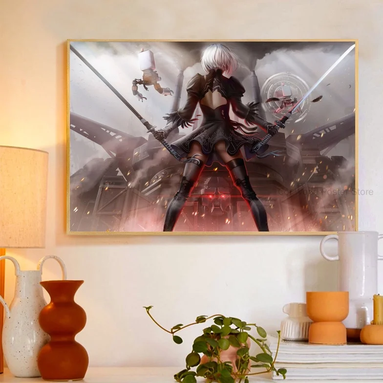 NieR Automata художественный холст плакат домашний декор 12x18 24x36 дюймов|Рисование и