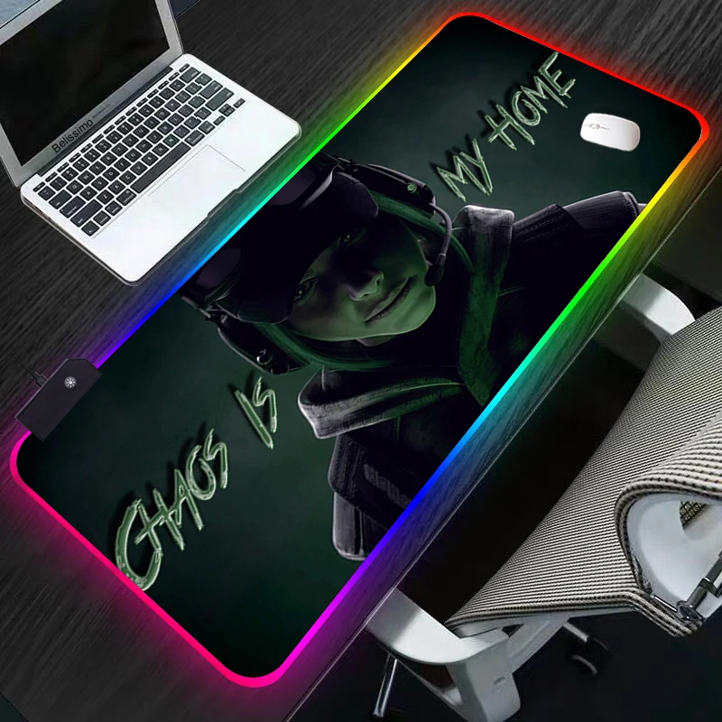 

RGB Rainbow six siege Mouse Pad Big Extended Computer Mat Game Mousepad Gamer Office Keyboard Pad Mause Pad Non-slip Waterproof