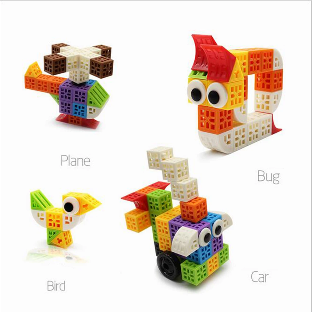 

108pcs Square Building Blocks Toy Plastic Puzzle Threading Childhood Toy
