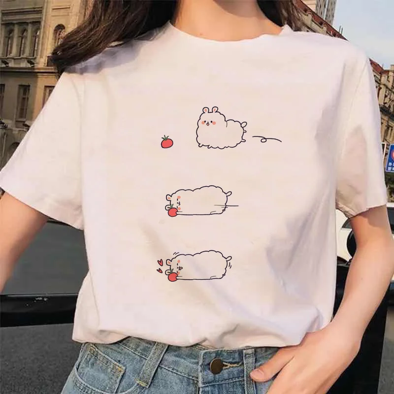 Parrot Women Tshirt Cartoon Funny Streetwear Kawaii T Shirt Harajuku Clothing Female Tumblr Aesthetic T-shirt Japanese Top Tee