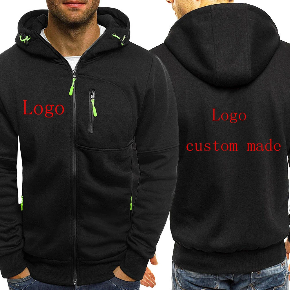 

Logo Custom Made printing zipper Hooded Fleeces Men's Hoodies Sweatshirts Autumn Hip Hop Winter Hoodies Men Brand Streetwear