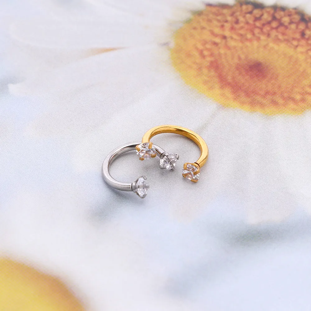 Серьги каффы U образные из хирургической стали с цирконом для пирсинга ювелирное