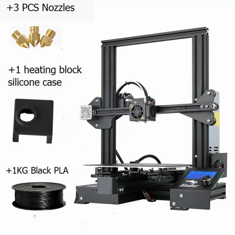 3d принтер Creality Ender3Pro с 3 насадками/2PLA/SC DIY наборы в сборе v-слот большой размер MK-10 патент мягкая магнитная наклейка