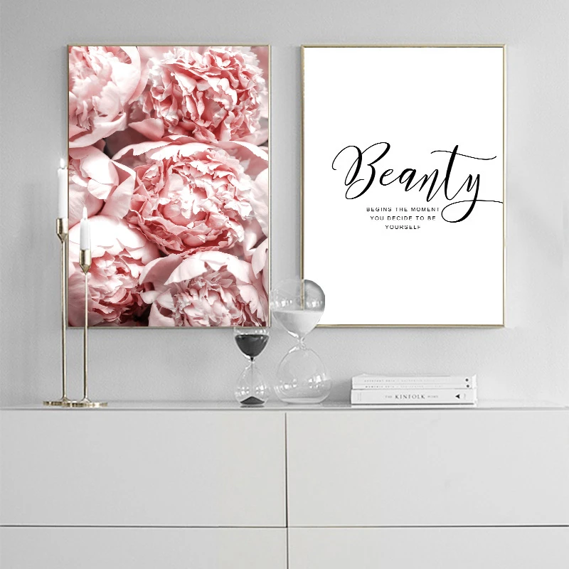 Пион цветок холст постер тексты цитаты настенный принт картина в скандинавском