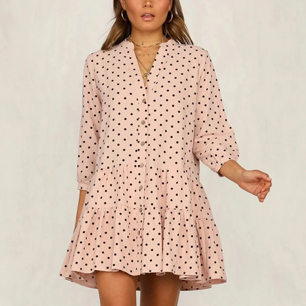 Женское платье с оборками и v-образным вырезом FADZECO осеннее длинным рукавом 2019 |