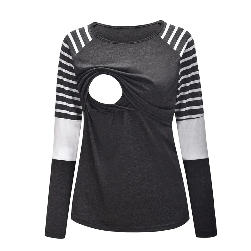 В полоску Одежда для беременных Беременность с длинным рукавом Для женщин Блуза