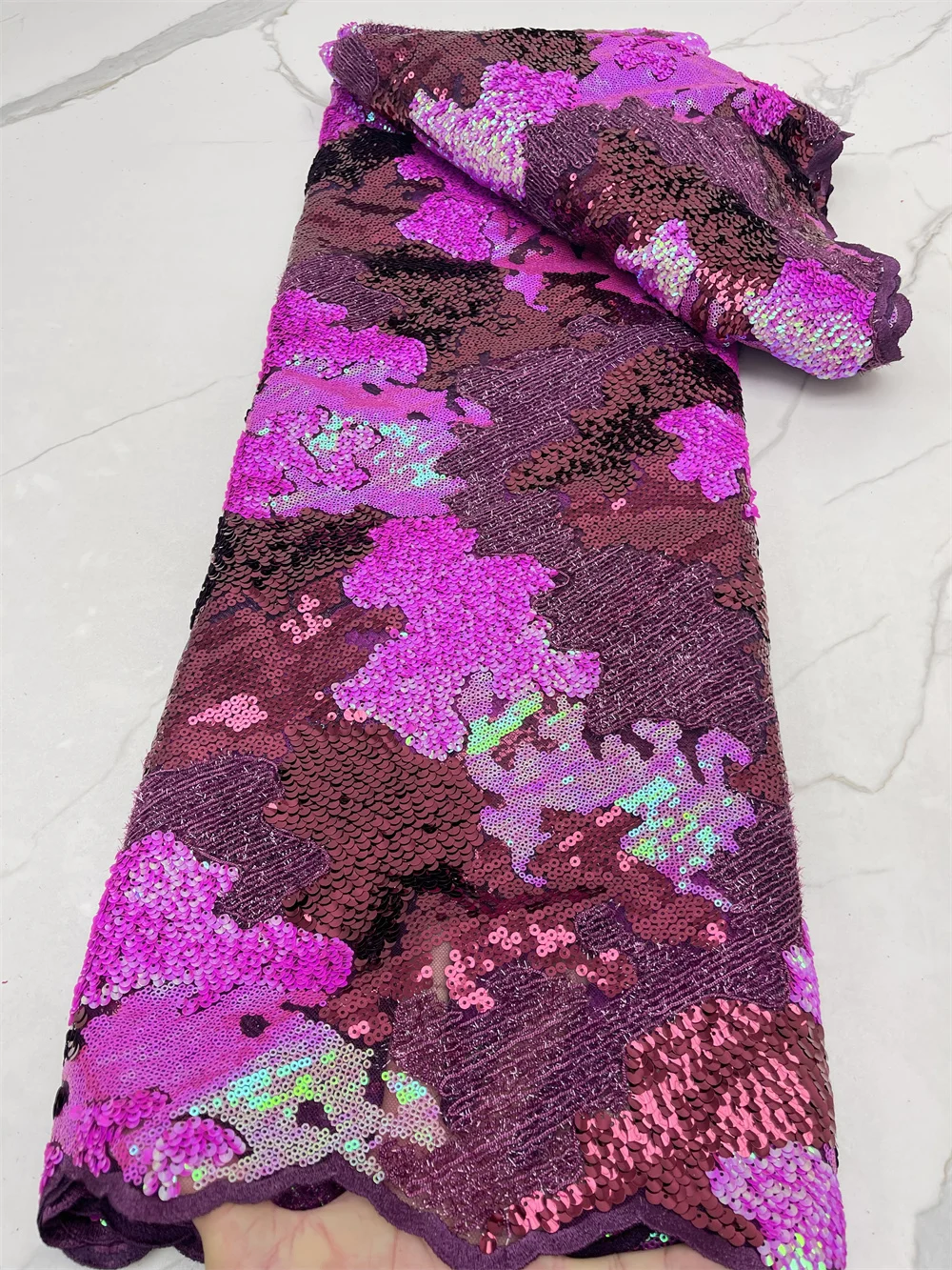 

African Lace Fabric Dress Design Fuchsia Sequins African Lace Fabric 2021 Sequins Tulle Lace Fabric For Nigerian Net Sew 4366B