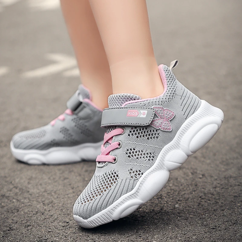 Детские кроссовки для бега дышащие сетчатые с рисунком бабочки летняя