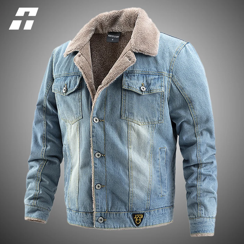Новинка 2022 мужские зимние джинсовые куртки теплая флисовая Толстая Повседневная
