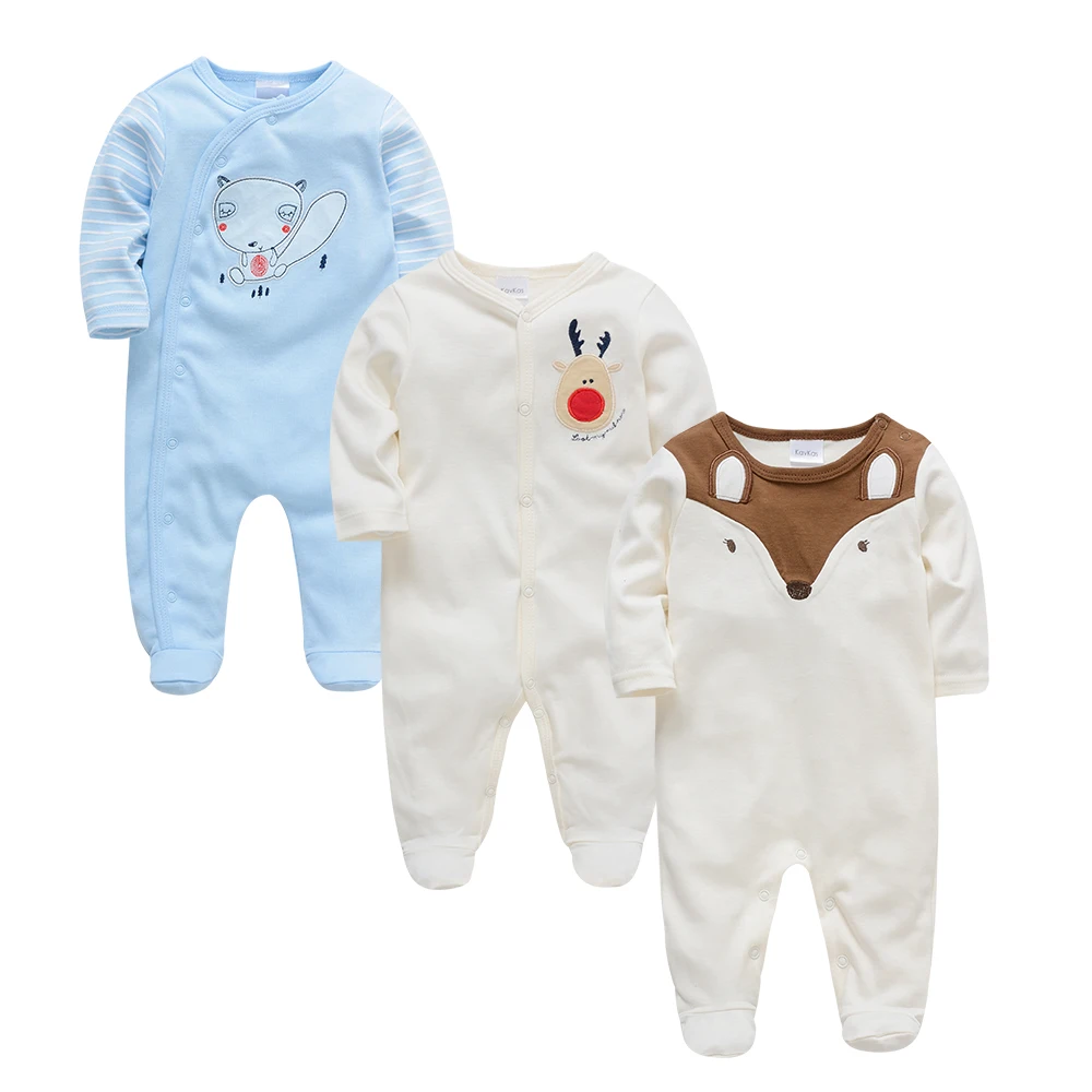 Детский хлопковый комбинезон Kavkas с длинным рукавом и медведем для новорожденных