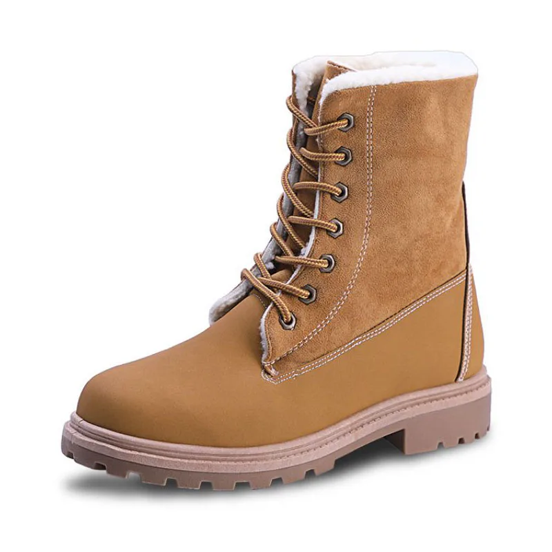 Женские теплые уличные ботильоны TAOFFEN Зимние Повседневные размеров 36-41 с мехом и