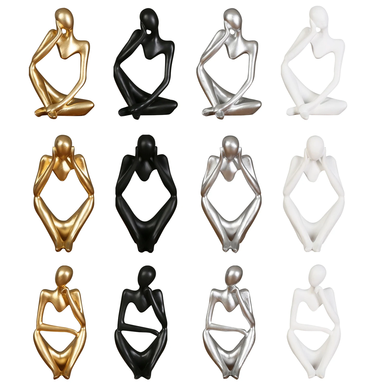 

meditation man Ornament Nordic modern style living room bedroom Bright luxury Resin Statue Mini abstract character Decoration