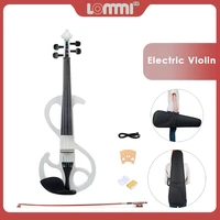 lommi 44 full size silent electric solid wood violin in metallic white hand carved fiddle set brazilwood bowrosinbridgecase