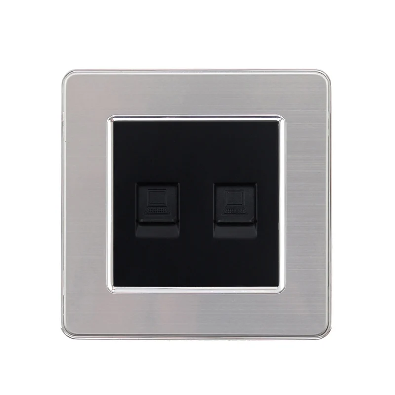 Double Rj45 Atlectric компьютерный ТВ-порт Коаксиальная муфта Rj45 Ethernet настенная розетка двойной Rj45 порт розетка из нержавеющей стали панель розетки,socket - Тип: Double Rj45