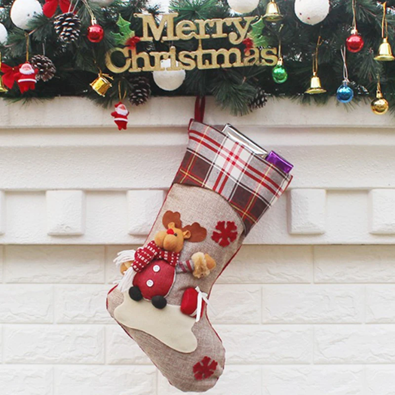 Рождественские чулки осень зима новый год Санта Клаус снег подарок носки мужские