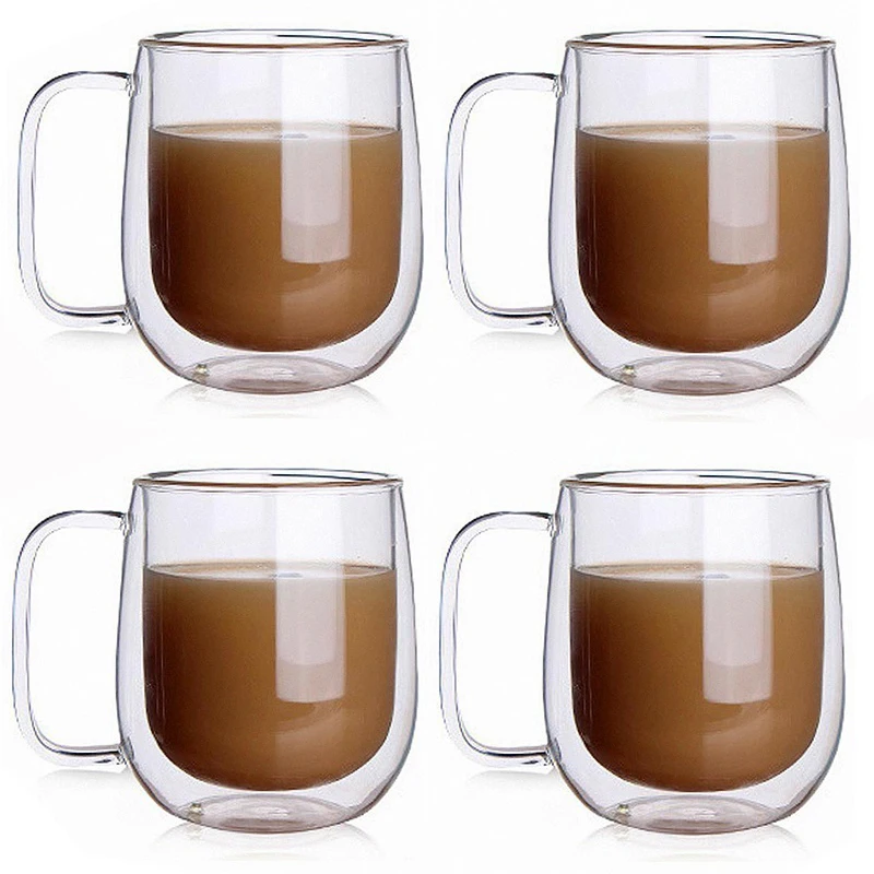 Набор из 4 кофейных стаканов с двойными стенками Высококачественная офисная