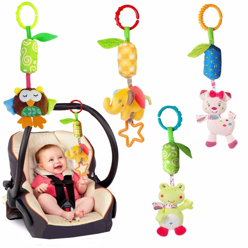 

0-12 month Bed Crib Stroller Music Hanging Bell kids Stuffed Toys Mobile Baby Plush Toy Baby Animal Soft Rattles Toys